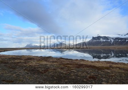 Gorgeous snow covered mountains in Iceland's Snaefellsnes Peninsula.