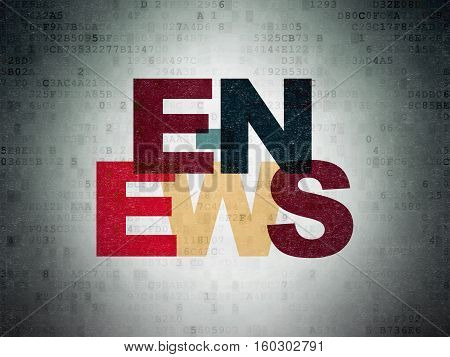 News concept: Painted multicolor text E-news on Digital Data Paper background