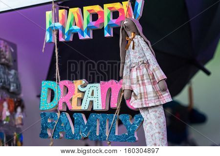color inscription of letters. Dream, happy familly