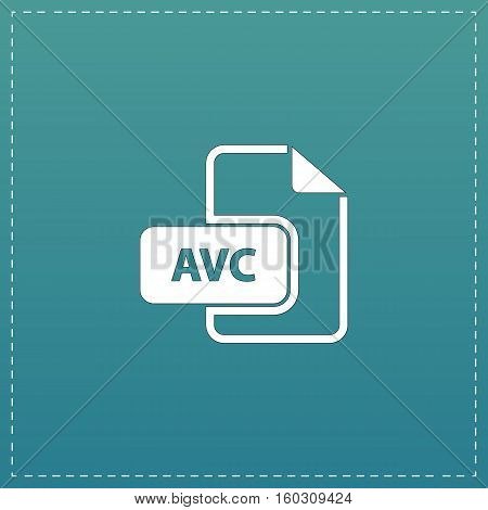 AVC file. White flat icon with black stroke on blue background