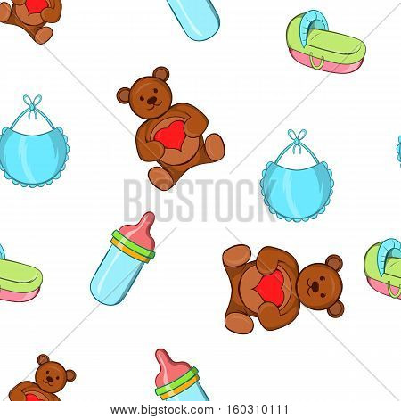 Baby supplies pattern. Cartoon illustration of baby supplies vector pattern for web