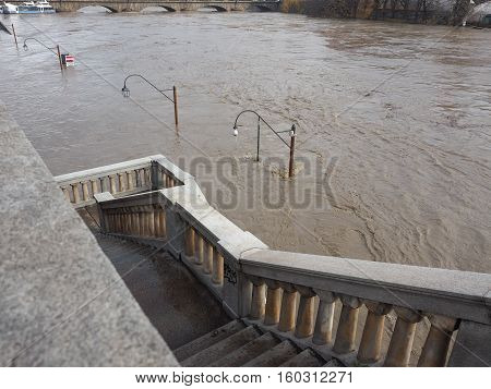 River Po Flood In Turin