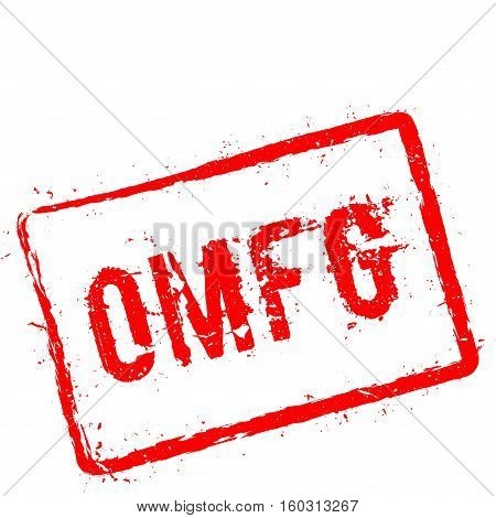 Omfg Red Rubber Stamp Isolated On White Background. Grunge Rectangular Seal With Text, Ink Texture A