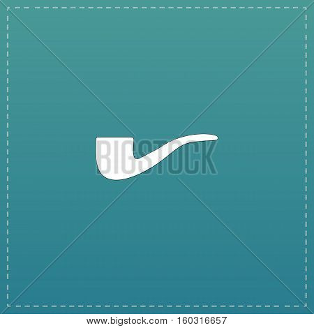Tobacco pipes. White flat icon with black stroke on blue background