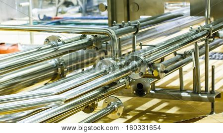 Industrial equipment  pipes stainless tubes Food automation.
