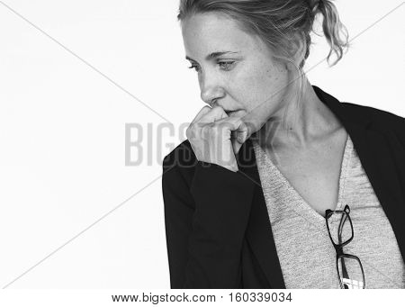 Woman Serious Studio Portrait Concept