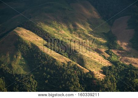 Mountain view from Doi pha phung peak in Nan province, Thailand.