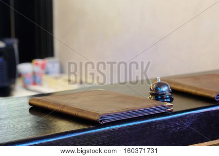 Interior of a cafe with a menu