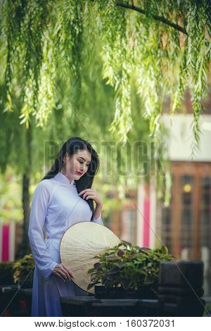 Ao dai is famous traditional costume for woman in VIetnam.