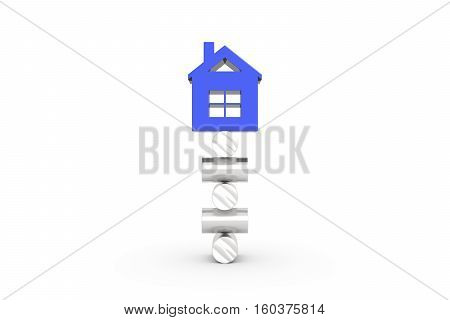 house balance on white background 3D illustration