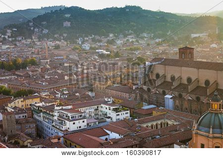 Above View Of Bologna Town From Torre Asinelli