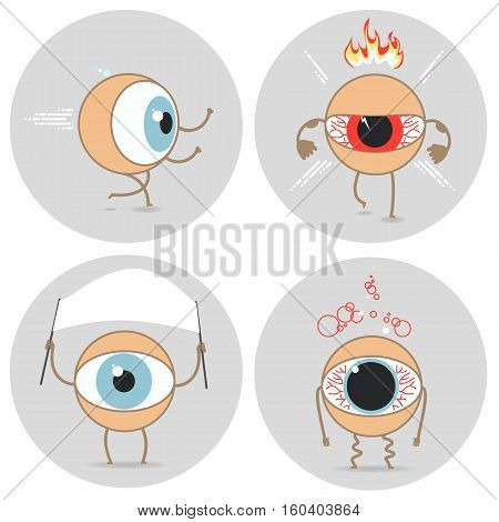 Eyes cartoon icon. Bad emotions. Angry run patient expression. Vector