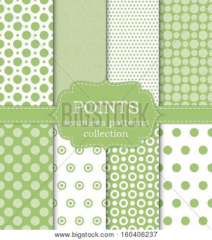 Vector illustration set of seamless patterns points. Stock vector