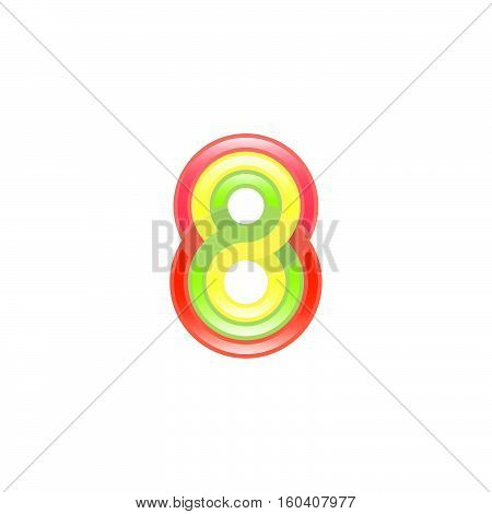 Lucky Eight Number Stripe Style Logo Symbol