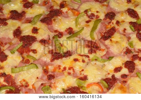 Home made pizza closeup - shallow DOF