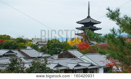 Pagoda in Japan Partly cloudy Autumn in Japan Season change