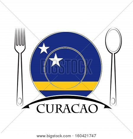 Food logo made from the flag of Curacao