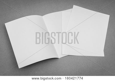 Bifold white template paper on gray background