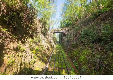 a funicular railway in Montecatini in Italy