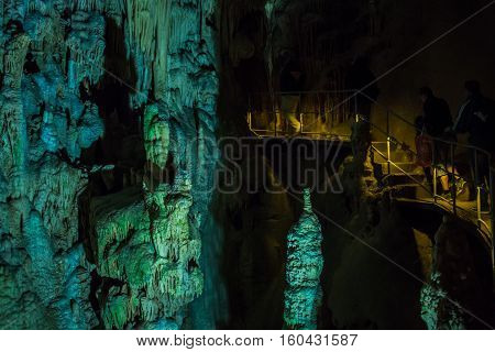 Crimea, Russia - September 2016. Speleothems in solutional karst cave. Emine-Bair-Khosar, Chather-Dag