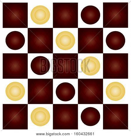 a vector illustration in eps 10 format of a dark and white chocolate chess board with chocolate pieces on a cream background with space for text