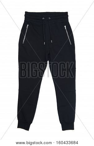 Black sweatpants isolated on the white background