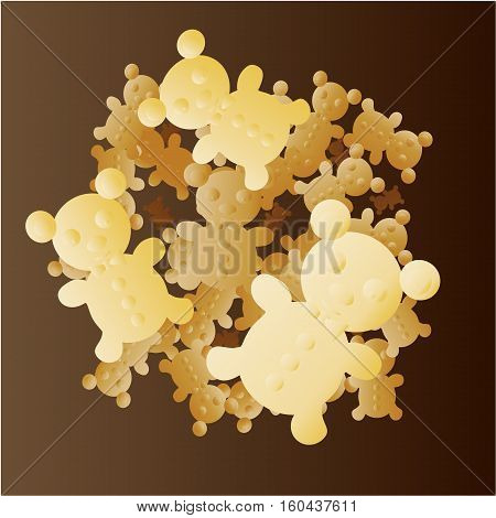 illustration of isolated various bear bakery on white