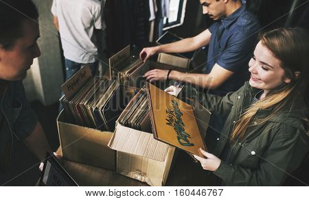 Vinyl Record Store Music Shopping Oldschool Classic Concept