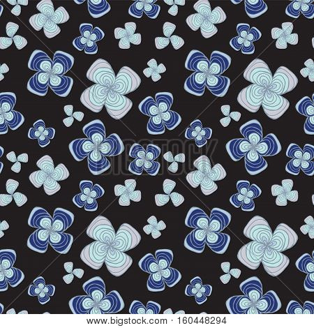 stock vector abstract seamless doodle pattern with flowers and waves. oriental backgraund