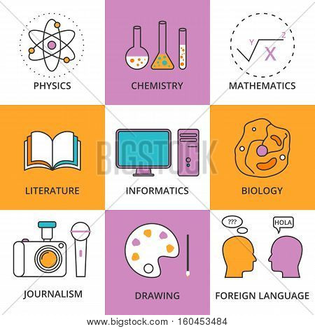 Stock Vector Linear icon school lessons. Stock vector