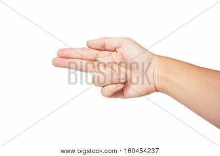 gun hands style with white background, two fingers