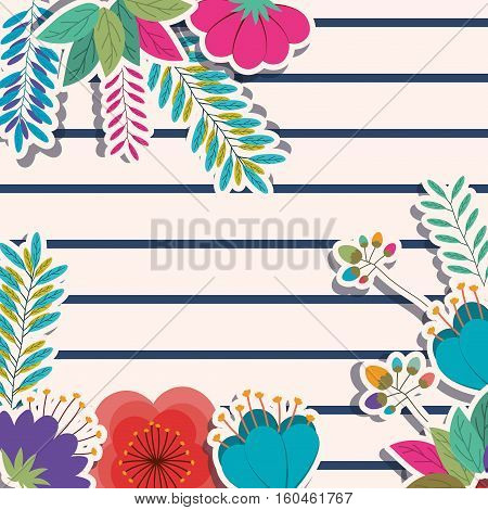 Tropical flowers and leaves icon. Garden nature plant and botany theme. Vector illustration