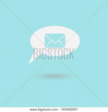balloon message chat flat icon vector isolated blue background