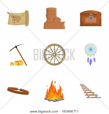 Wild west set icons in cartoon style. Big collection of wild west vector symbol stock