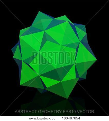 Abstract stereometry: low poly Green Dodecahedron. 3D polygonal object, EPS 10, vector illustration.
