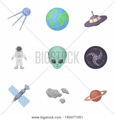 Space set icons in cartoon style. Big collection of space vector symbol stock