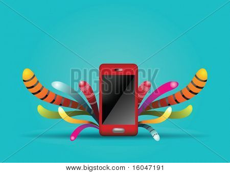 Abstraktní pozadí vektorové ilustrace, vlna prvky s abstraktní tvary, telefon