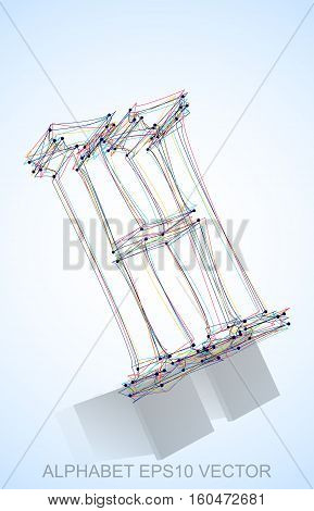 Abstract illustration of a Multicolor sketched H with Reflection. Hand drawn 3D H for your design. EPS 10 vector illustration.