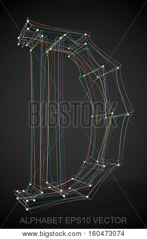 Abstract illustration of a Multicolor sketched D with Transparent Shadow. Hand drawn 3D D for your design. EPS 10 vector illustration.