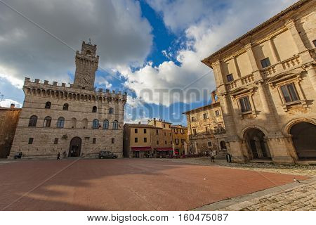 MONTEPULCIANO, ITALY - SEPTEMBER 19, 2016: Unidentified people at Montepulciano, Italy. Montepulciano is a medieval and Renaissance town in Siena province at southern Tuscany