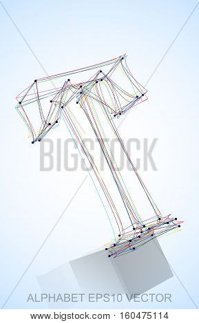 Abstract illustration of a Multicolor sketched T with Reflection. Hand drawn 3D T for your design. EPS 10 vector illustration.