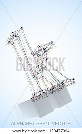 Abstract illustration of a Multicolor sketched K with Reflection. Hand drawn 3D K for your design. EPS 10 vector illustration.