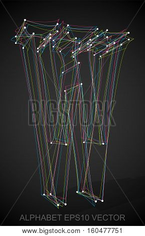 Abstract illustration of a Multicolor sketched W with Transparent Shadow. Hand drawn 3D W for your design. EPS 10 vector illustration.