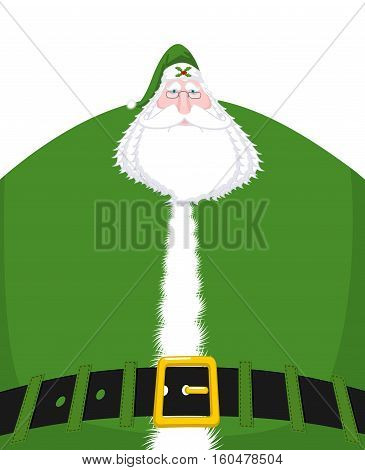 Santa Claus Ireland -  Daidi Na Nollag Irish Language. Christmas Old Man In Green Clothes. Sprig Of