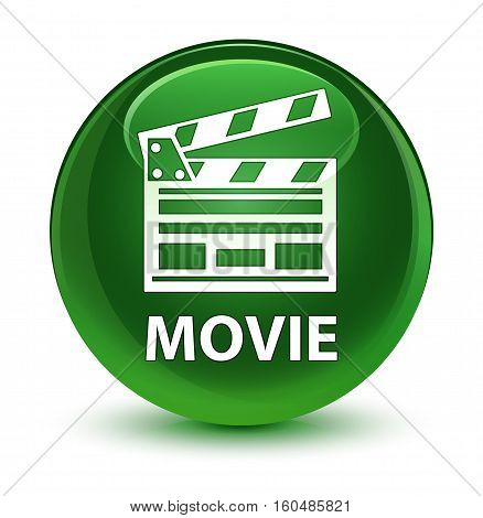 Movie (cinema Clip Icon) Glassy Soft Green Round Button