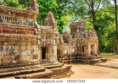Side View Of Ancient Thommanon Temple In Angkor, Cambodia