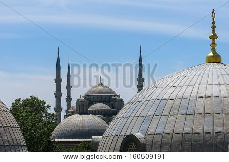 The Blue Mosque And Saint Sophie Cathedral, Istanbul, Turkey.