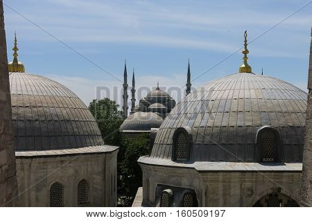 The Blue Mosque And Saint Sophie Cathedral, Istanbul, Turkey.