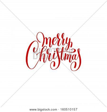 merry christmas red handwritten lettering inscription holiday logo text phrase, typography banner with brush script, calligraphy vector illustration