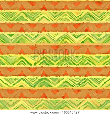 Native watercolor artistic colorful pattern. Ethnic boho style. Seamless draw tribal square texture.
